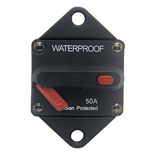 ZOOKOTO 12V-42VDC Waterproof 50A-300A Circuit Breaker with Manual Reset Inline Fuse Inverter Fuse holder for Marine Trolling Motors Boat ATV Manual Power(150A)